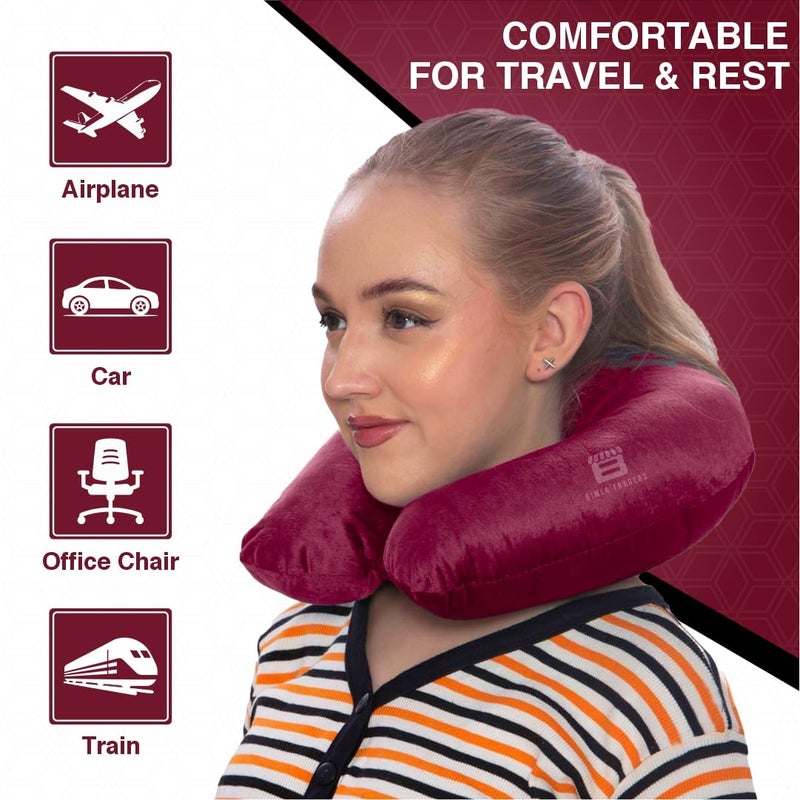 Btag Soft Neck Pillow for Travel, Sleep & Support - Soft & Comfortable - Ideal for Home, Office & Car Use with Attachable Snap Strap. Pack of 2 (Grey+ Romantic Rani) - Image 4