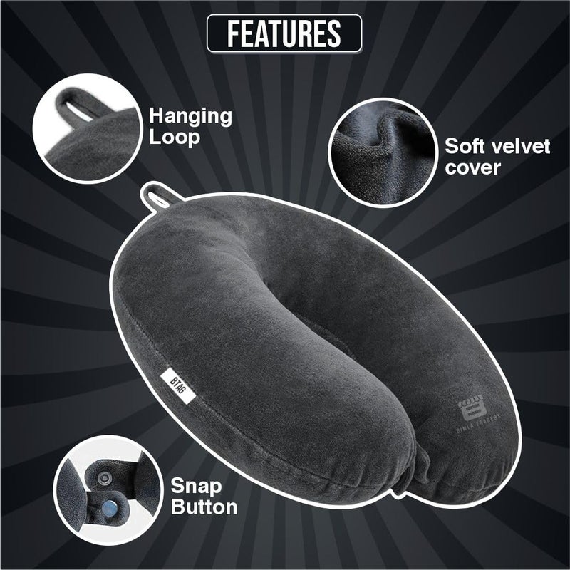 Btag Soft Neck Pillow for Travel, Sleep & Support - Soft & Comfortable - Ideal for Home, Office & Car Use with Attachable Snap Strap. Pack of 2 (Grey+ Romantic Rani) - Image 3