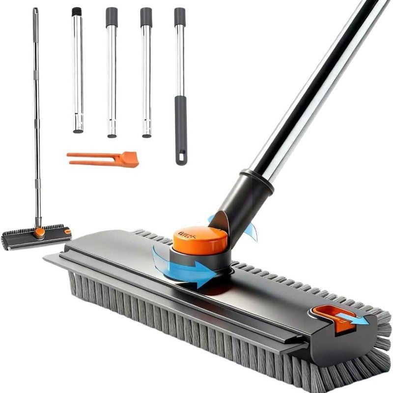 Multipurpose Cleaning Brush Head With Soft Hard Bristles Deep Gap Scrubber - Extendable Handle for Home Kitchen Bathroom - Image 1