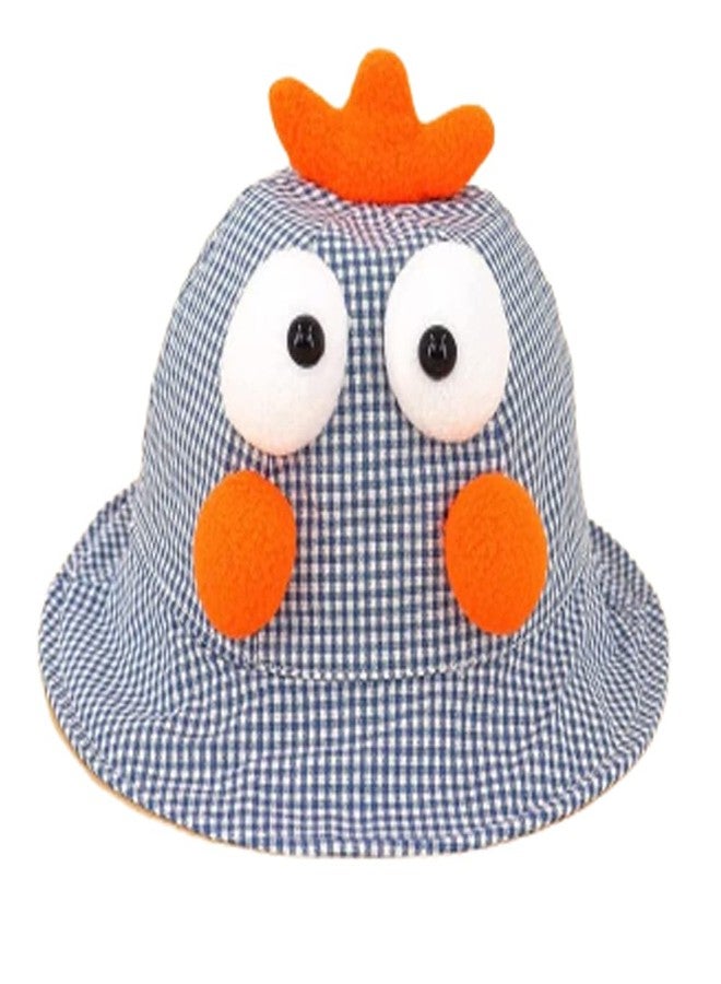 V3E قبعة دلو بتصميم كرتوني مربعات للأطفال الأولاد والبنات (زرقاء) - (1-4 سنوات) - Image 1