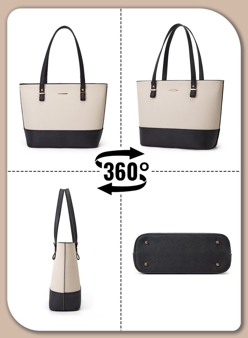 Moovant 3PCS Women's Tote Bag Set, Portable Versatile Bag Set for Ladies, Large Capacity Commuter Bag, Color Contrast Design  - Image 3