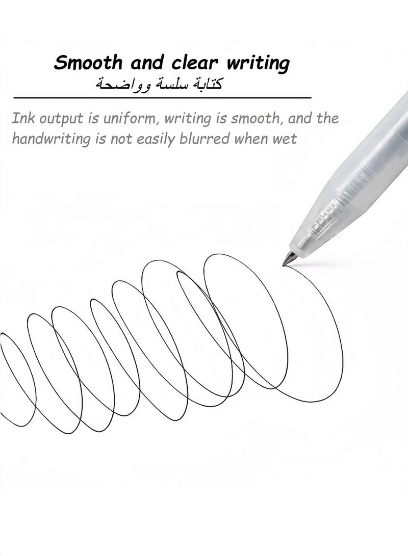 موجي (مجموعة 5+10) 5 أقلام جل سوداء 0.5 مم + 10 عبوات إعادة تعبئة بديلة، كتابة سلسة، طرف دقيق قابل للسحب، حبر سريع الجفاف، مقاوم للتلطخ، مناسب للاستخدام في المكتب والمدرسة والامتحانات. - Image 3