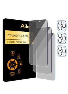Ailun Ailun 3Pack Privacy Screen Protector for iPhone 15 Pro Max [6.7 inch]+3Pack Camera Lens Protector,Sensor Protection,Dynamic Island Compatible,Anti Spy Tempered Glass[9H Hardness]-HD[Black][6 Pack]  - Image 1
