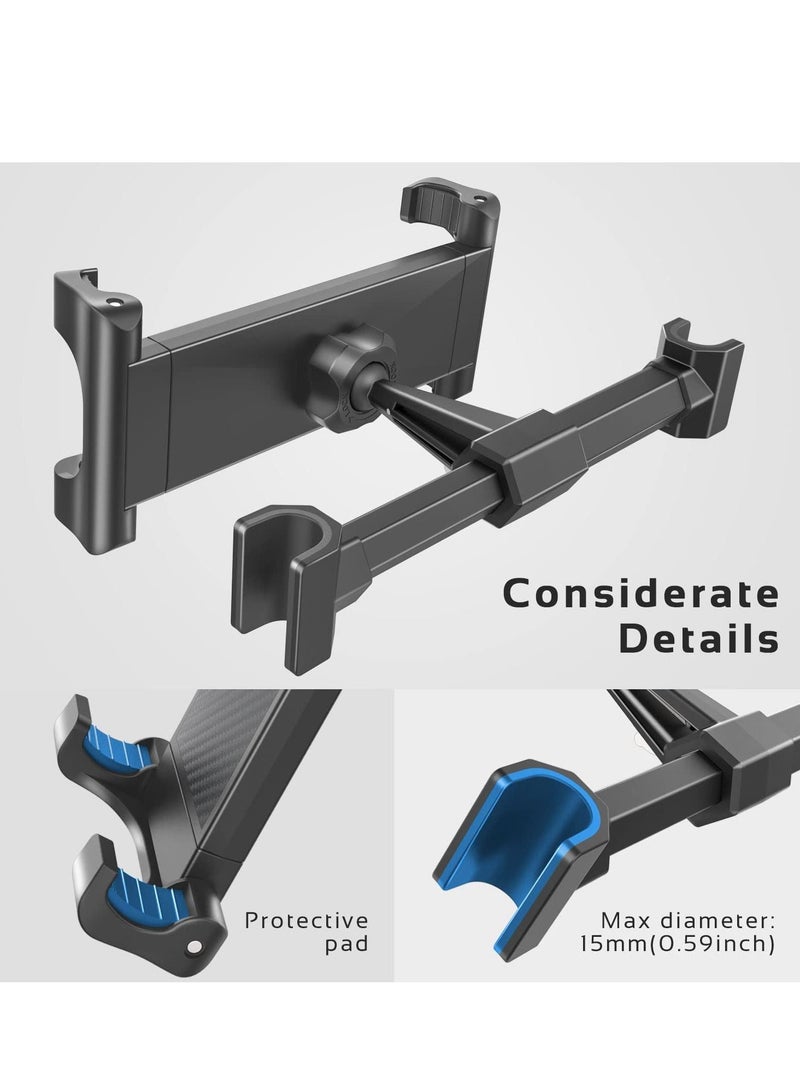 Universal Car Tablet Holder Back Seat Mount – 360° Rotating Headrest Cradle Stand for 4.4" to 11" Tablets & Smartphones, Compatible with iPad Pro/Air/Mini, Samsung Galaxy Tab, iPhone, Switch – Black Travel Entertainment Stand - Image 3