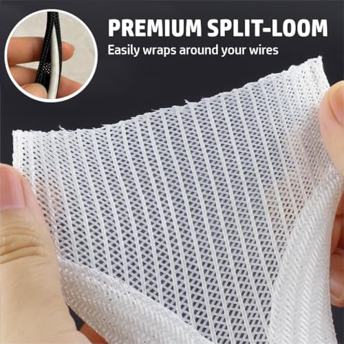 MGI SpeedWare Braided Split-Sleeve Wire Loom for High-Temperature Automotive Harness and Home Cable Management 10 feet (1/4") - Image 2