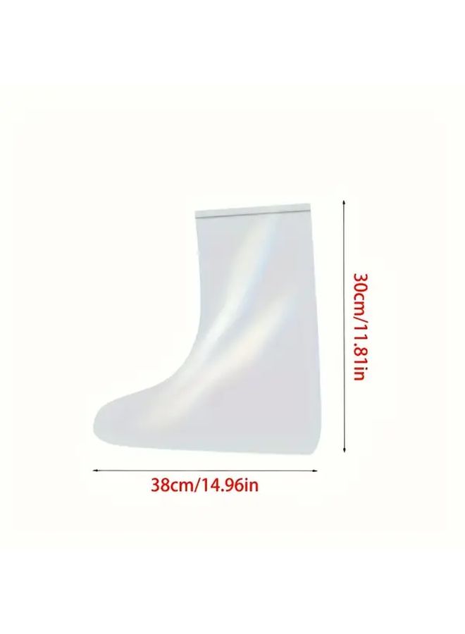 White PVC Rain Shoe Covers 10pcs 5 Pairs Easy On Off for Outdoor Rainy Days - Image 2