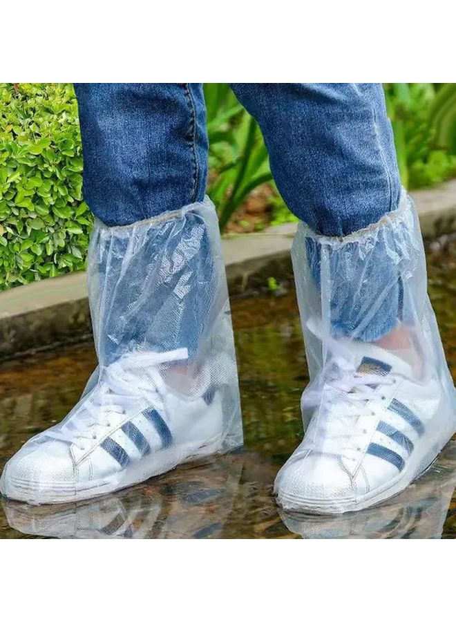 White PVC Rain Shoe Covers 10pcs 5 Pairs Easy On Off for Outdoor Rainy Days - Image 3