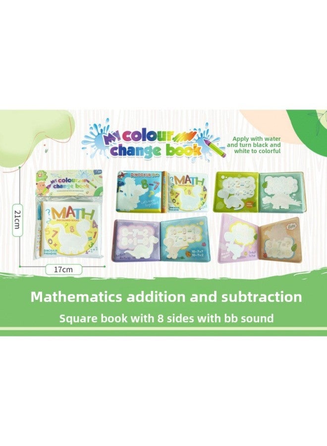 Children's EVA Color Changing Cloth Book Baby Summer Water Play Toy Color Educational Early Education Color Changing Bath Book-Color:Math Addition And Subtraction -8-sided Book-square  - Image 1
