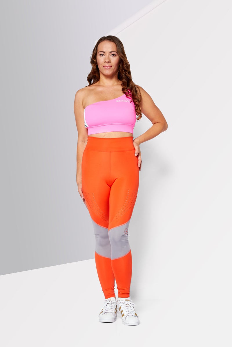 Palm Angels Women Asymmetrical Neck Sleeveless Brand Logo Top, Pink  - Image 2