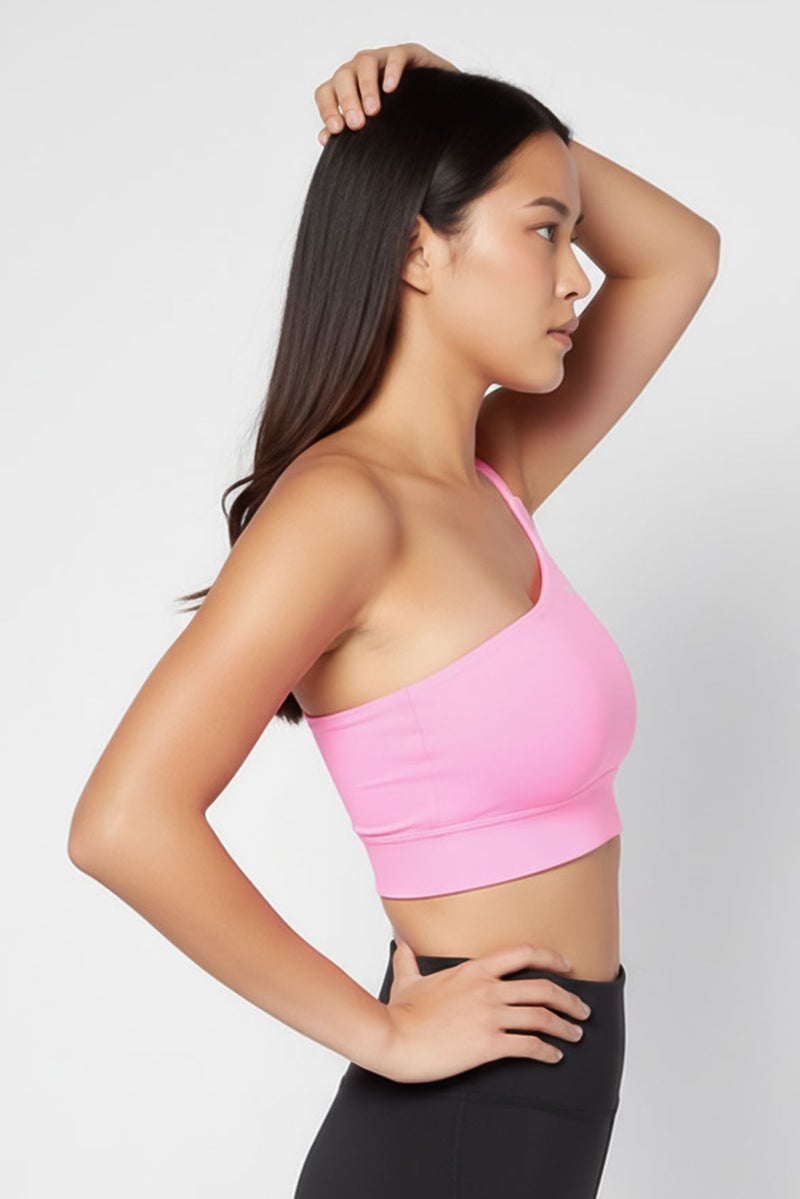 Palm Angels Women Asymmetrical Neck Sleeveless Brand Logo Top, Pink - Image 2