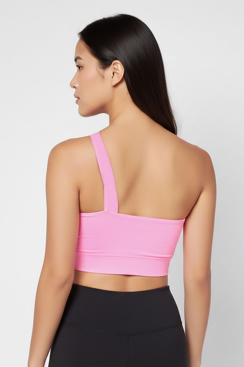 Palm Angels Women Asymmetrical Neck Sleeveless Brand Logo Top, Pink - Image 4