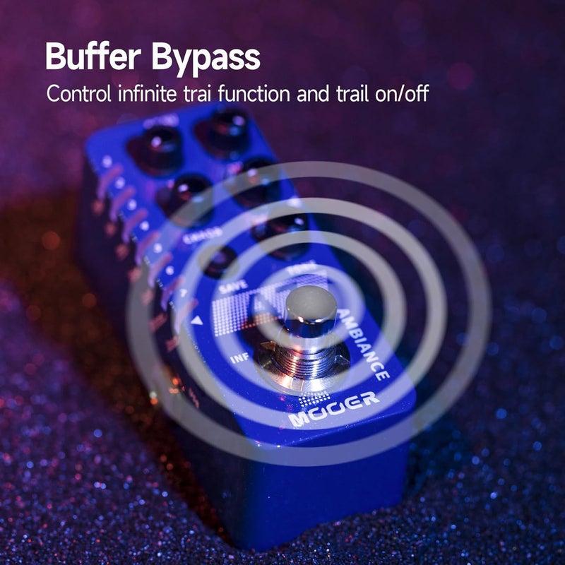 Mooer A7 Reverb Guitar Pedal Ambiance Versatile with 7 Diffrevent Rever Effects And Save Setting Function, INFINITE Trail Function, Supports Buffer Bypass or True Bypass - Image 3