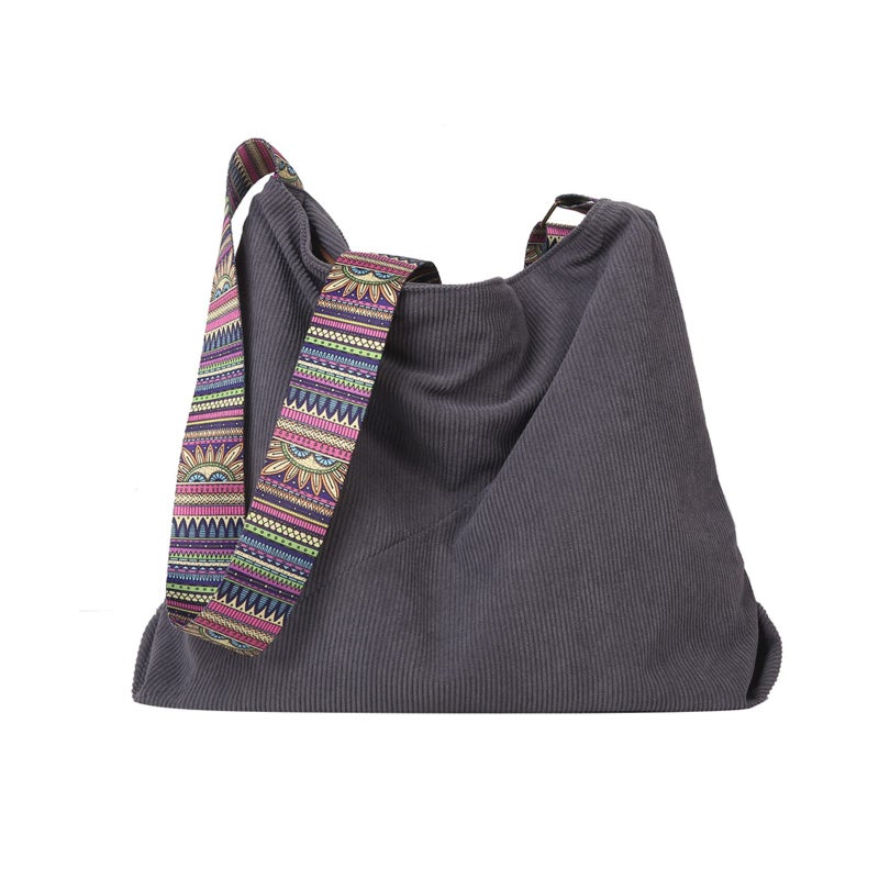 JARKJARD Women Corduroy Tote Bag Large Shoulder Hobo Bag for Women Boho Casual Handbag Purse(Grey) - Image 1