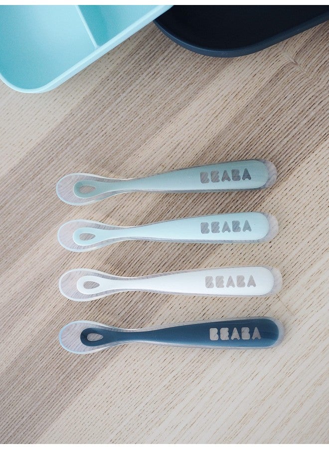 BEABA Baby'S First Foods Spoon Set, Original Silicone Baby Spoons, Baby Essentials, Baby Spoons, Pack Of 4 Baby Gift Set, Bpa Lead & Phthalate Free, Rain - Image 3