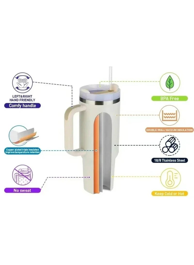 AROAQ 1000ML 304 Stainless Steel Insulated Water BottleThermal Coffee Car Cup Cold Hot Mugs Vacuum Flask With Handle Straw For Sport - Image 2