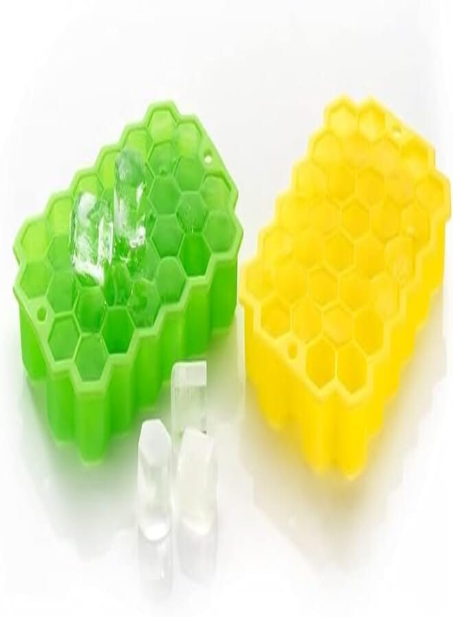 Spaceshoop Windpas Honeycomb Rubber Silicone Ice Cube Mold with Lid 37 Holes, Flexible and Soft for Freezer for Small Blocks (Multicolor) (1)