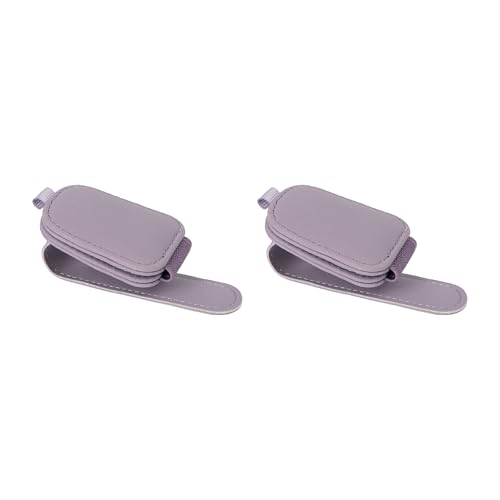 Yuoyar Sunglass Holder for Car, Magnetic Leather Sunglasses Holder and Ticket Card Clip, Car Visor Accessories, 2 Packs (Purple) - Image 1