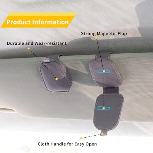 Yuoyar Sunglass Holder for Car, Magnetic Leather Sunglasses Holder and Ticket Card Clip, Car Visor Accessories, 2 Packs (Purple) - Image 4