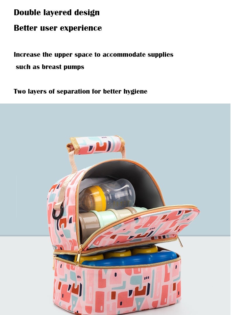 Arabest حقيبة ظهر مبردة لزجاجات الأطفال مقاومة للماء للرضاعة الطبيعية والتمريض - صندوق غداء معزول محمول / حقيبة حمل ذات سعة كبيرة / حقيبة فريزر لحليب الأطفال - Image 4