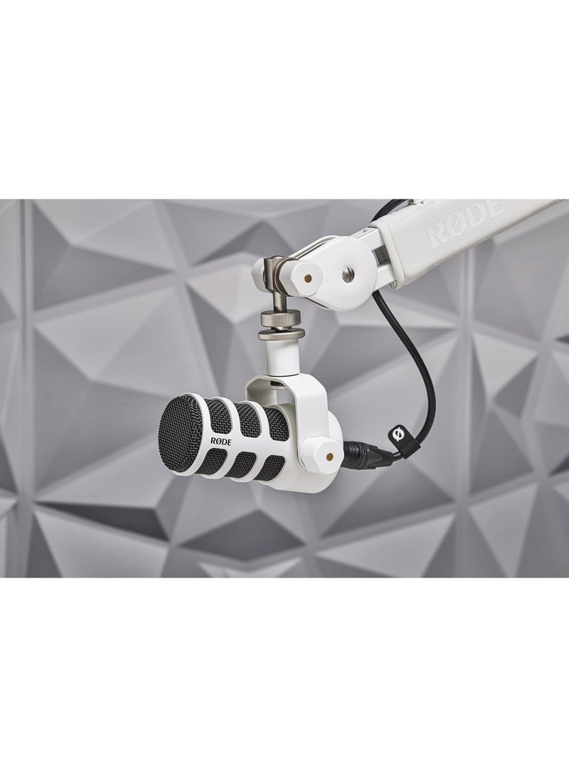 RODE RØDE PodMic Broadcasting Quality Dynamic Microphone with Integrated Swivel Mount for Podcasting, Streaming, Gaming and Voice Recording (White) - Image 4