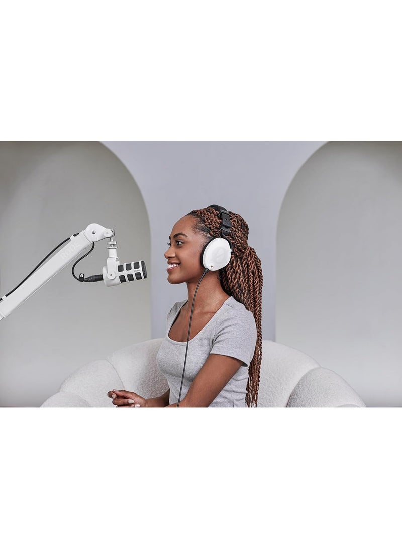 RODE RØDE PodMic Broadcasting Quality Dynamic Microphone with Integrated Swivel Mount for Podcasting, Streaming, Gaming and Voice Recording (White) - Image 3