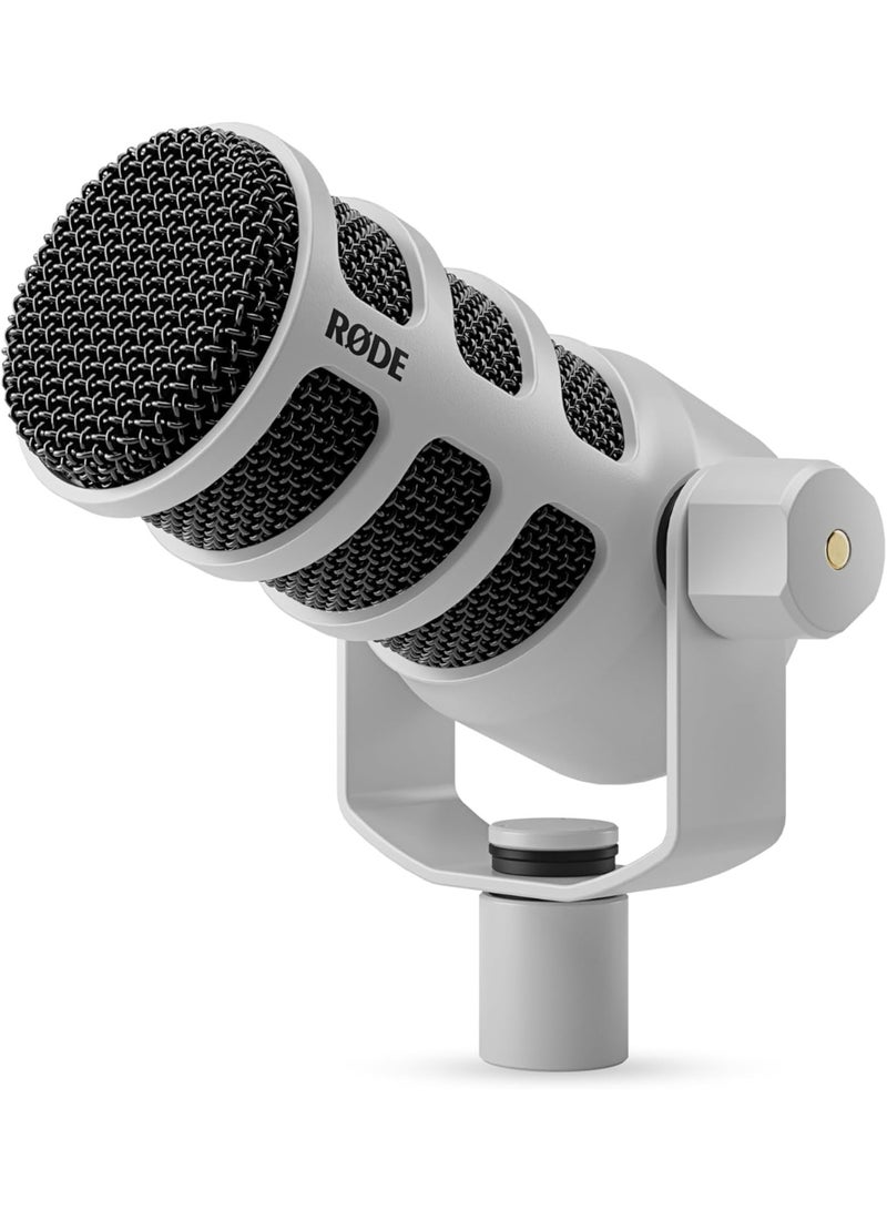 RODE RØDE PodMic Broadcasting Quality Dynamic Microphone with Integrated Swivel Mount for Podcasting, Streaming, Gaming and Voice Recording (White) - Image 1