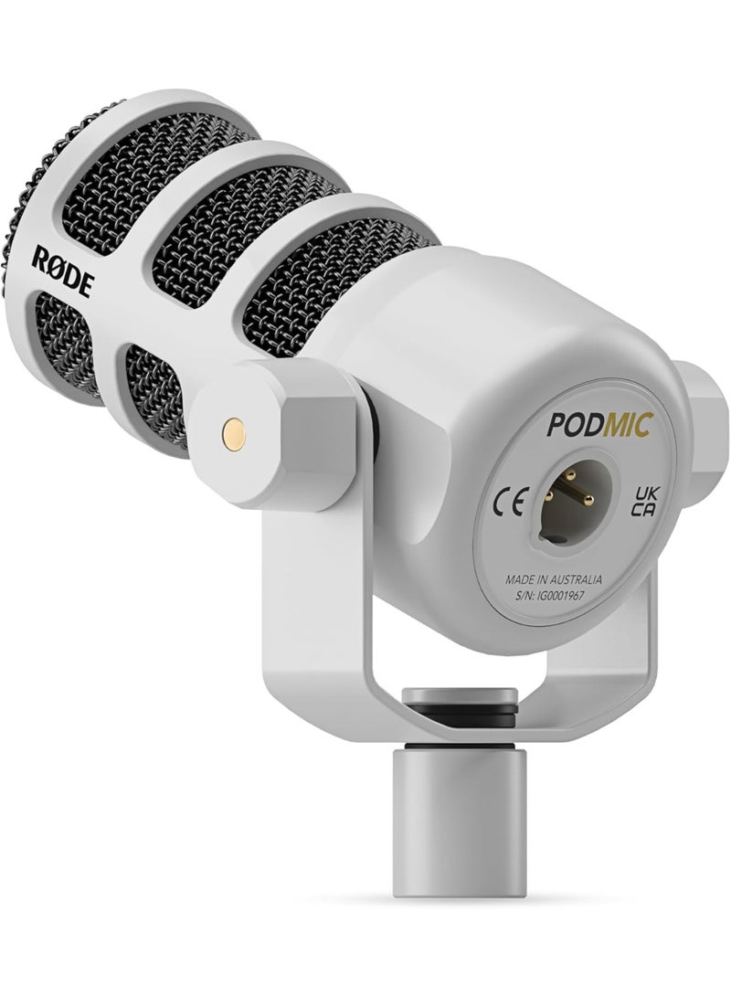 RODE RØDE PodMic Broadcasting Quality Dynamic Microphone with Integrated Swivel Mount for Podcasting, Streaming, Gaming and Voice Recording (White) - Image 2