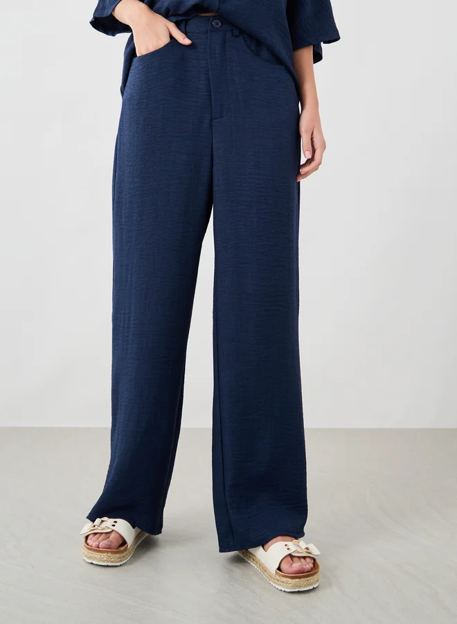 Take Two Take Two Solid Spread Collar Shirt and Pants Co-Ords