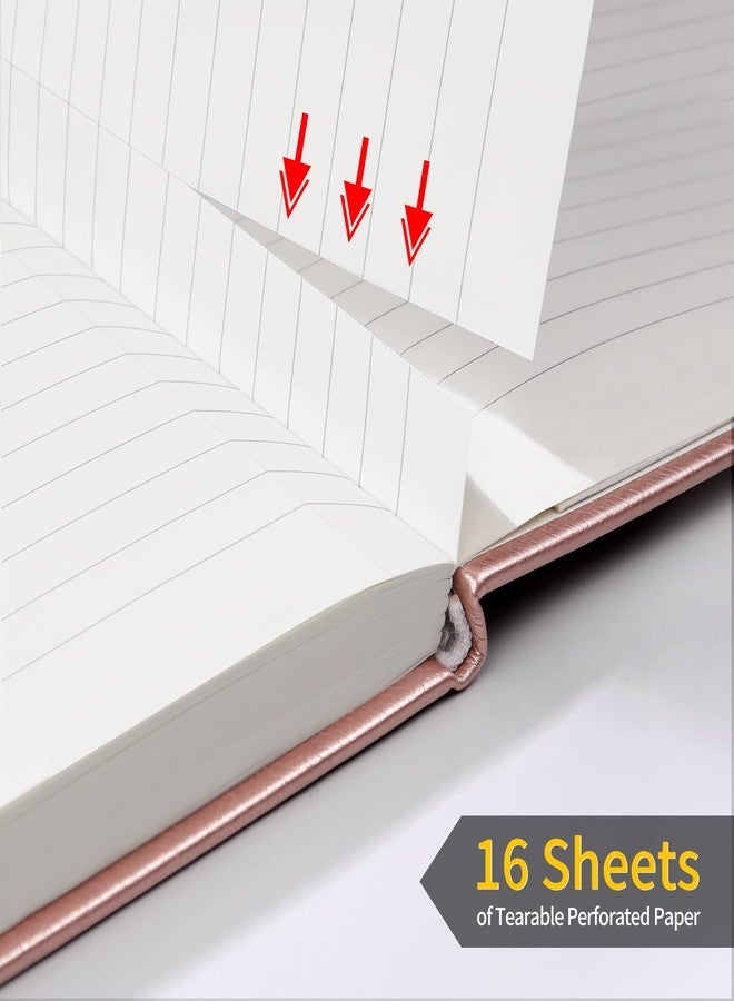 Annecy Numbered College Ruled Lined Journal Notebook, Medium 5.5x 8.25, 160 Pages 100GSM Writing Paper, A5 Rose Gold Faux Leather Cover with Pen Loop - Image 4