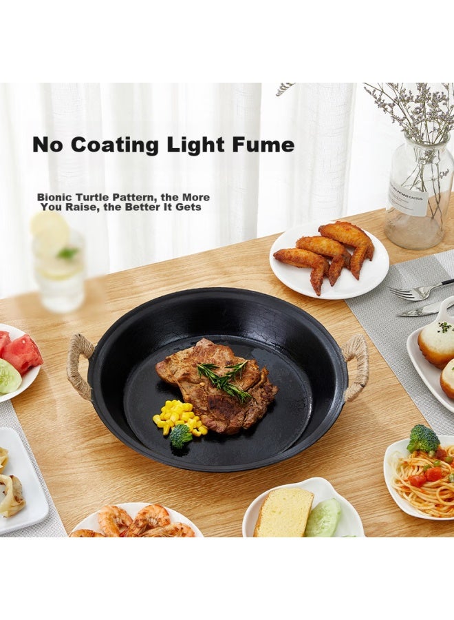Wang Yuanji Yuanji Cast Iron Grilling Pan, Barbecue Plate, Traditional Handmade Iron Pan, Steamed Bun Pan, Fried Egg Pan, Breakfast Pan, Flat Bottom Iron Pan, Frying Pan, 36cm - Image 1