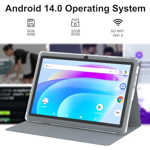 ZZB Tablet with Case 7 inch Tablet Android 14, 8GB RAM (5GB Expandable) 32GB ROM 7" Tabletas Supports 1TB MicroSD, Long Battery Dual Camera Tableta 5G WiFi-6 Android tablets with Tablets Protective Cover - Image 2