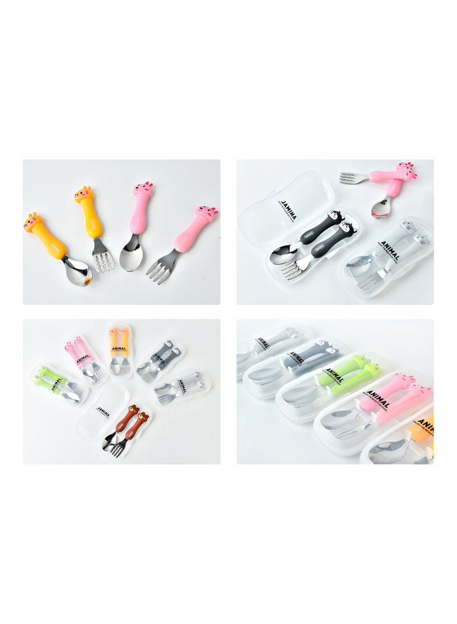 2Pcs Kids Silverware Travel Carry Set Children Portable Tableware Toddler Utensils Kids Spoon  Fork Set with Travel Case Pink 17.5*3*8cm - Image 3