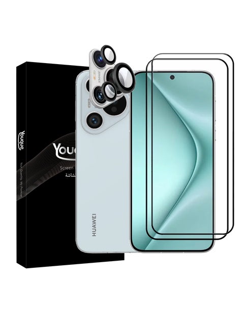 For HUAWEI Pura 70 Screen Protector Tempered Glass Full Coverage HD Anti-Scratch Bubble-Free Tempered Film with Lens Protector 3 Pack