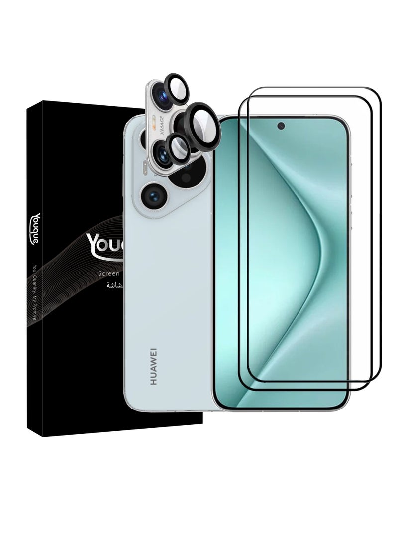 Youque - For HUAWEI Pura 70 Screen Protector Tempered Glass Full Coverage HD Anti-Scratch Bubble-Free Tempered Film with Lens Protector 3 Pack - Image 1