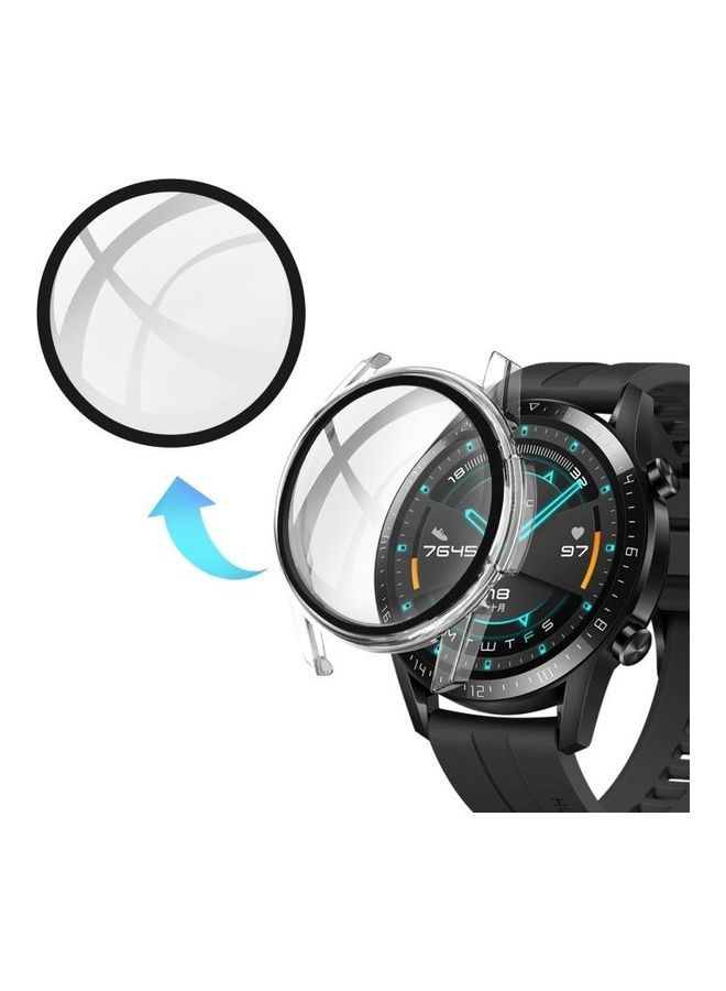NIBEMINENT Integrated Protective Shel For Huawei Watch GT2 46mm Oil-Injected PC Shell With 9H Tempered Glass Film Clear - Image 3