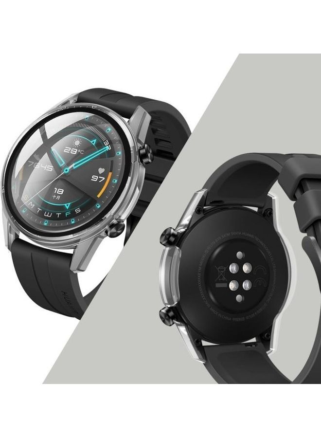 NIBEMINENT Integrated Protective Shel For Huawei Watch GT2 46mm Oil-Injected PC Shell With 9H Tempered Glass Film Clear - Image 4