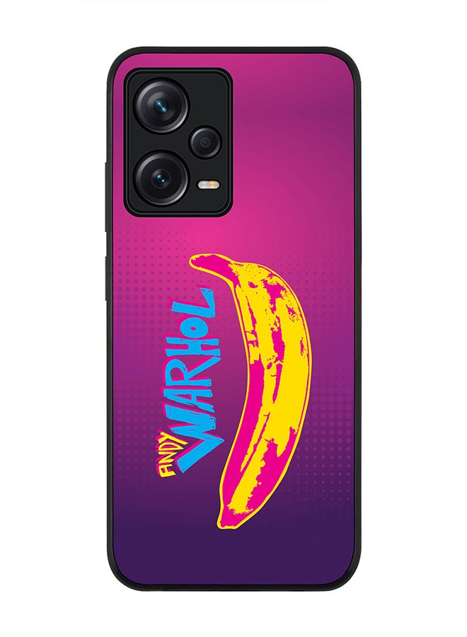 Stylizedd حافظة حواف سوداء متينة لهاتف Redmi Note 12 Pro 5G، حافظة رفيعة، حواف مطاطية مرنة، مضادة للسقوط، غلاف TPU جل رقيق - احصل على موزة آندي - Image 1