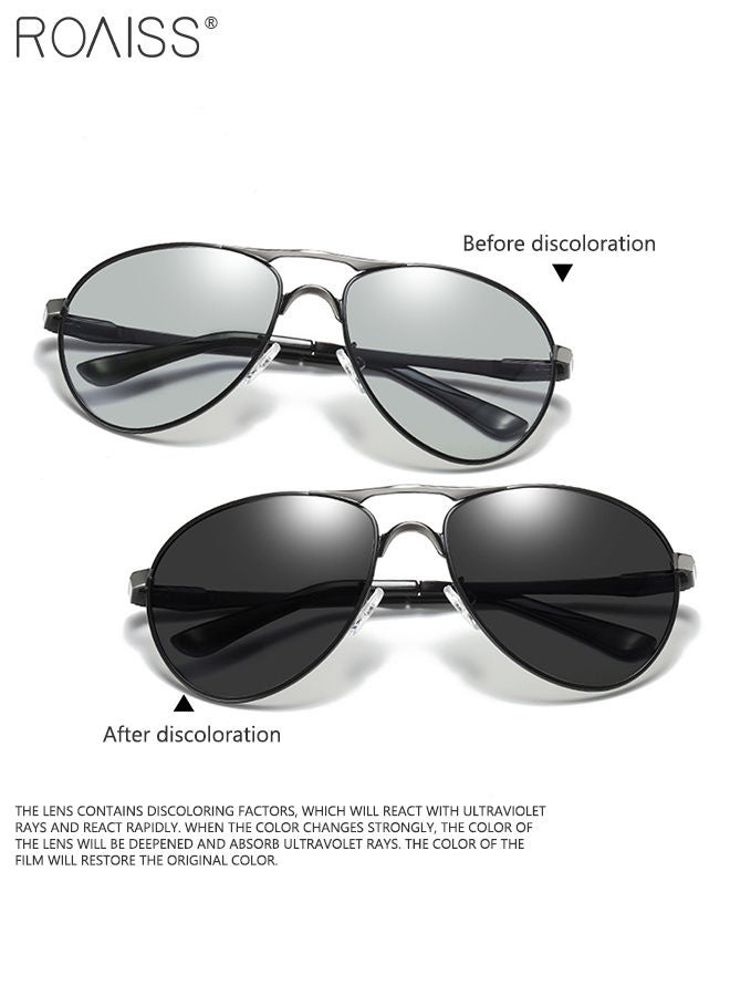 رويس نظارة أفياتور شمسية مستقطبة رجالية، نظارة الشمس الواقية من الأشعة فوق البنفسجية 400 بإطار معدني، نظارة متغيرة اللون للرجال مناسبة للقيادة وصيد الأسماك ولعب الجولف والسفر - Image 5