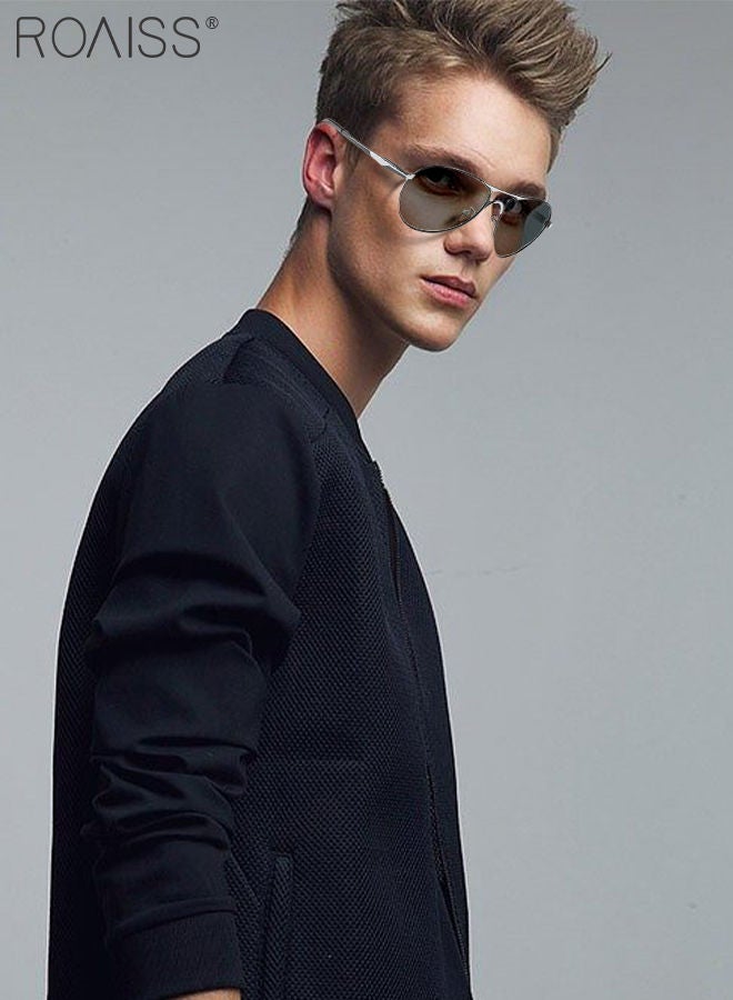 رويس نظارة أفياتور شمسية مستقطبة رجالية، نظارة الشمس الواقية من الأشعة فوق البنفسجية 400 بإطار معدني، نظارة متغيرة اللون للرجال مناسبة للقيادة وصيد الأسماك ولعب الجولف والسفر - Image 2
