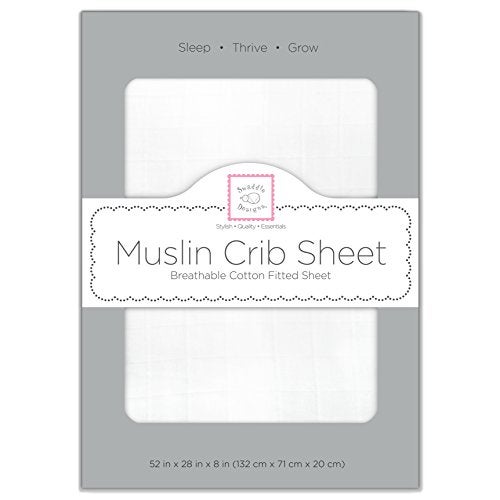 SwaddleDesigns Softest Cotton Muslin Fitted Crib Sheet/Toddler Sheet for Baby Boy & Girl, Pure White - Image 2
