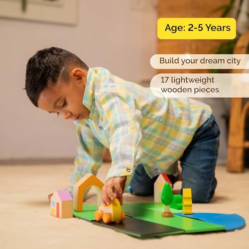 Shumee Wooden Build A City Puzzle Pretend Play Toy (2 Years+) | Multicolor | Pretend Play | Eco Friendly & Safe | NO Plastic | NO Battery | Made in India - Image 3