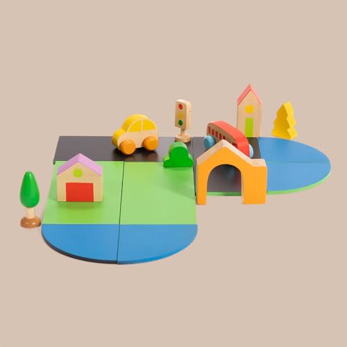 Shumee Wooden Build A City Puzzle Pretend Play Toy (2 Years+) | Multicolor | Pretend Play | Eco Friendly & Safe | NO Plastic | NO Battery | Made in India - Image 2