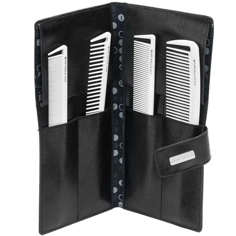 Sam Villa Signature Series Professional 8Piece Cutting  Hair Parting Comb Set With Case
