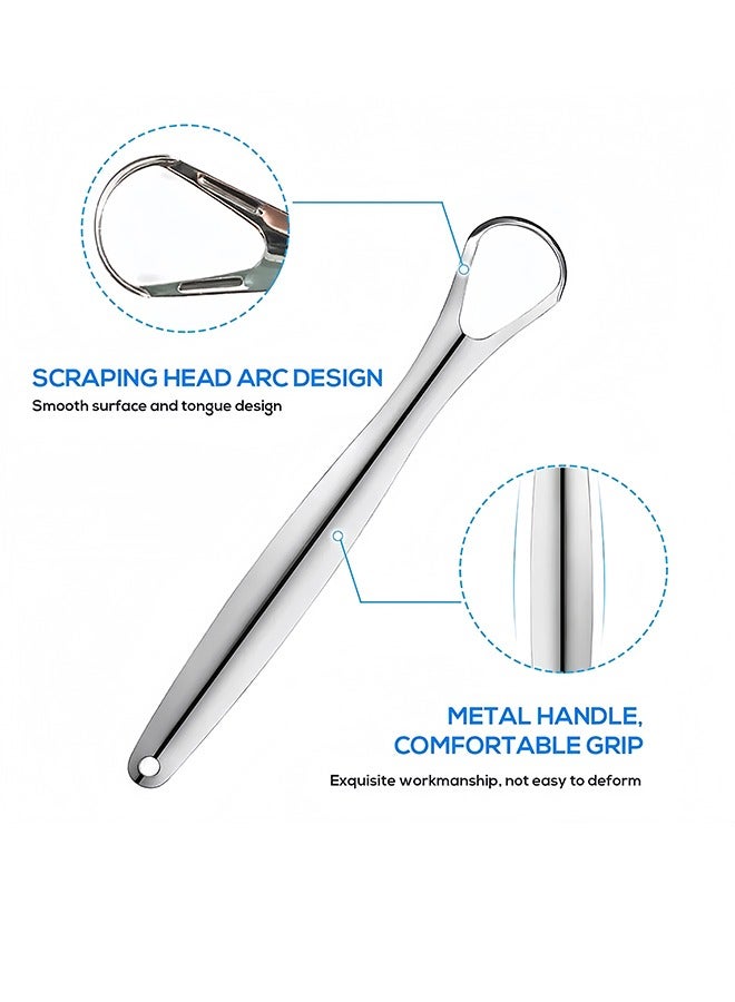 Generic 4PCS Stainless Steel Tongue Scraper & Dental Pick Set – Metal Oral Hygiene Tools with Storage Case for Fresh Breath & Daily Cleaning (Silver)  - Image 5