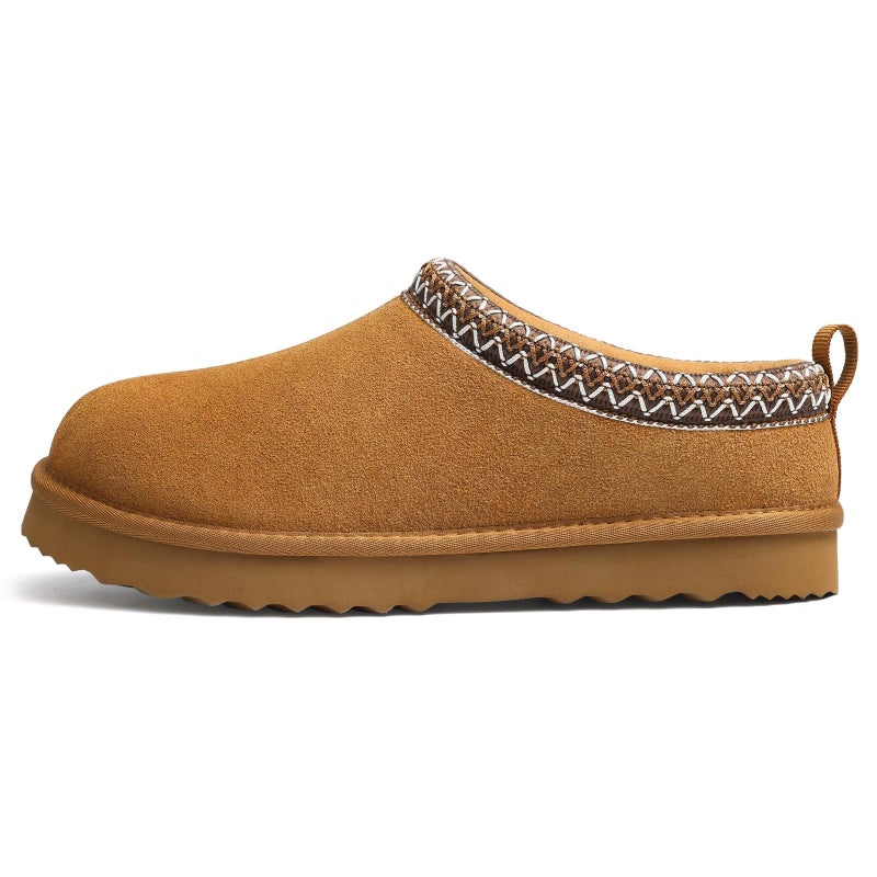 bebealy Genuine Suede Fuzzy Slippers for Women Winter Warm House Shoes Cozy Mini Boots Indoor Outdoor, Chestnut Terry Cloth 39 - Image 3