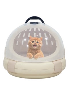 Cat litter box with transparent capsule, Fully enclosed rounded cat litter box prevents sand leakage, Suitable for small and medium cats, Cat toilet reduces odor 42 cm (Brown)