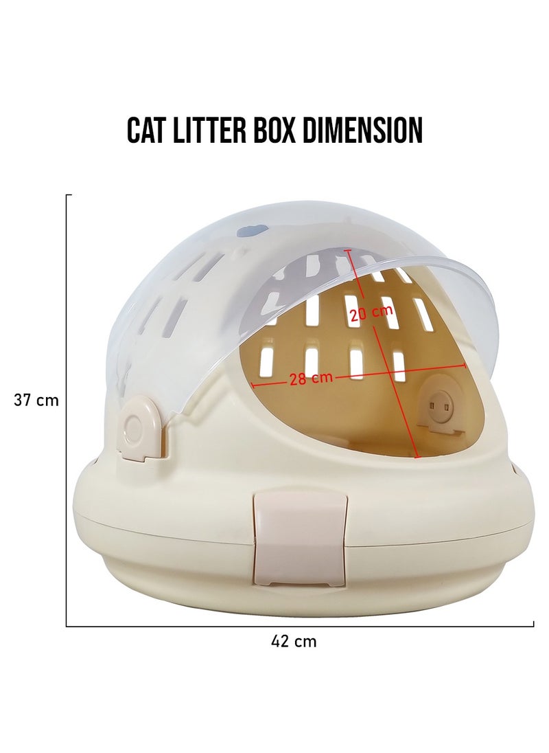 MAJIBAO - Cat litter box with transparent capsule, Fully enclosed rounded cat litter box prevents sand leakage, Suitable for small and medium cats, Cat toilet reduces odor 42 cm (Brown) - Image 1