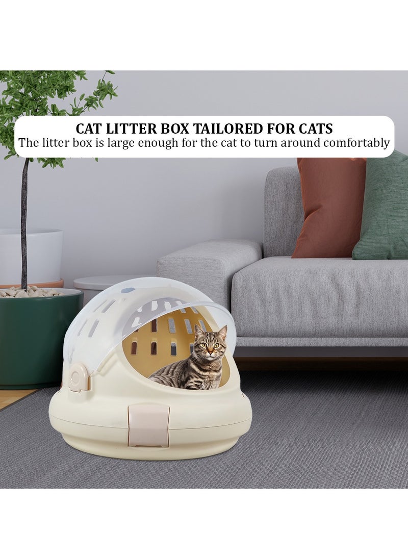 MAJIBAO - Cat litter box with transparent capsule, Fully enclosed rounded cat litter box prevents sand leakage, Suitable for small and medium cats, Cat toilet reduces odor 42 cm (Brown) - Image 1