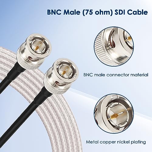 XRDS -RF XRDS - RF SDI Cable 20ft, 3G/6G HD-SDI, 75 Ohm RG179 Extension Cable with BNC to BNC Male Connector for Surveillance Camera Systems - Image 5