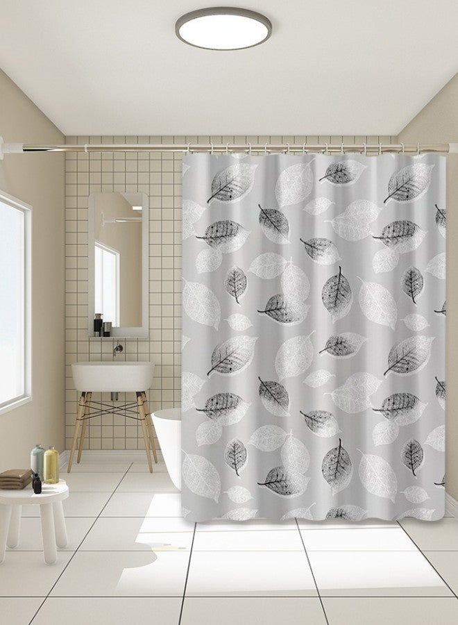 WAOKN Black & White Leaf Shower Curtain, Sanitary Partition Blind, Waterproof & Mildew Resistant Modern Simple Fashion Curtains for Bathroom (180 x 200 cm) - Image 2